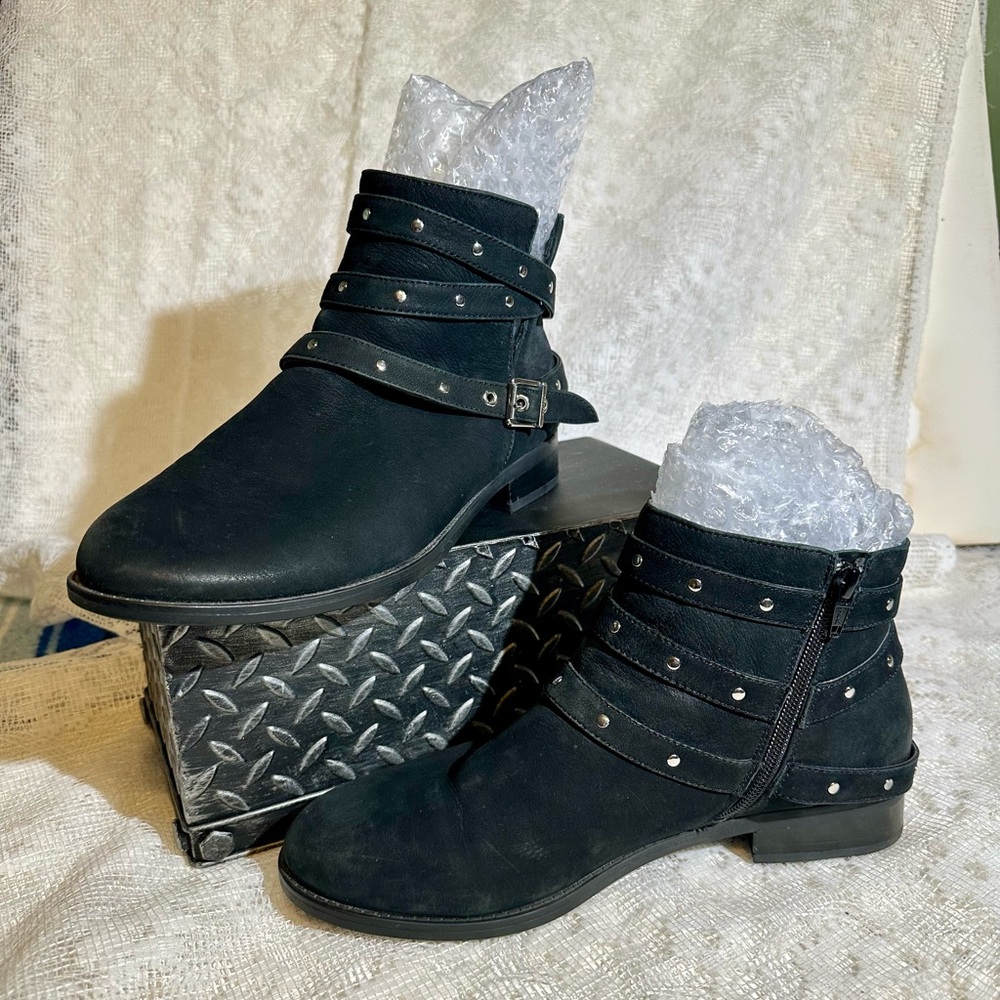 Vionic Black Ankle Boots with Studded Straps